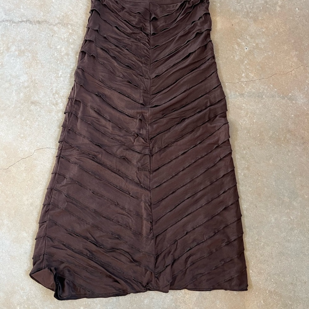 Ash Brown A-line Maxi Skirt with Ruched Design for Cocktail